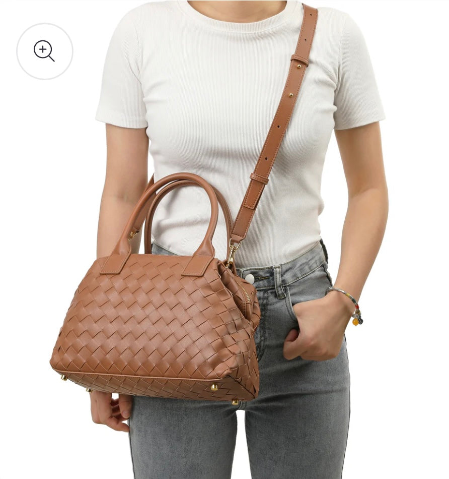Tiffany & Fred Woven Leather Large Satchel/Shoulder Bag