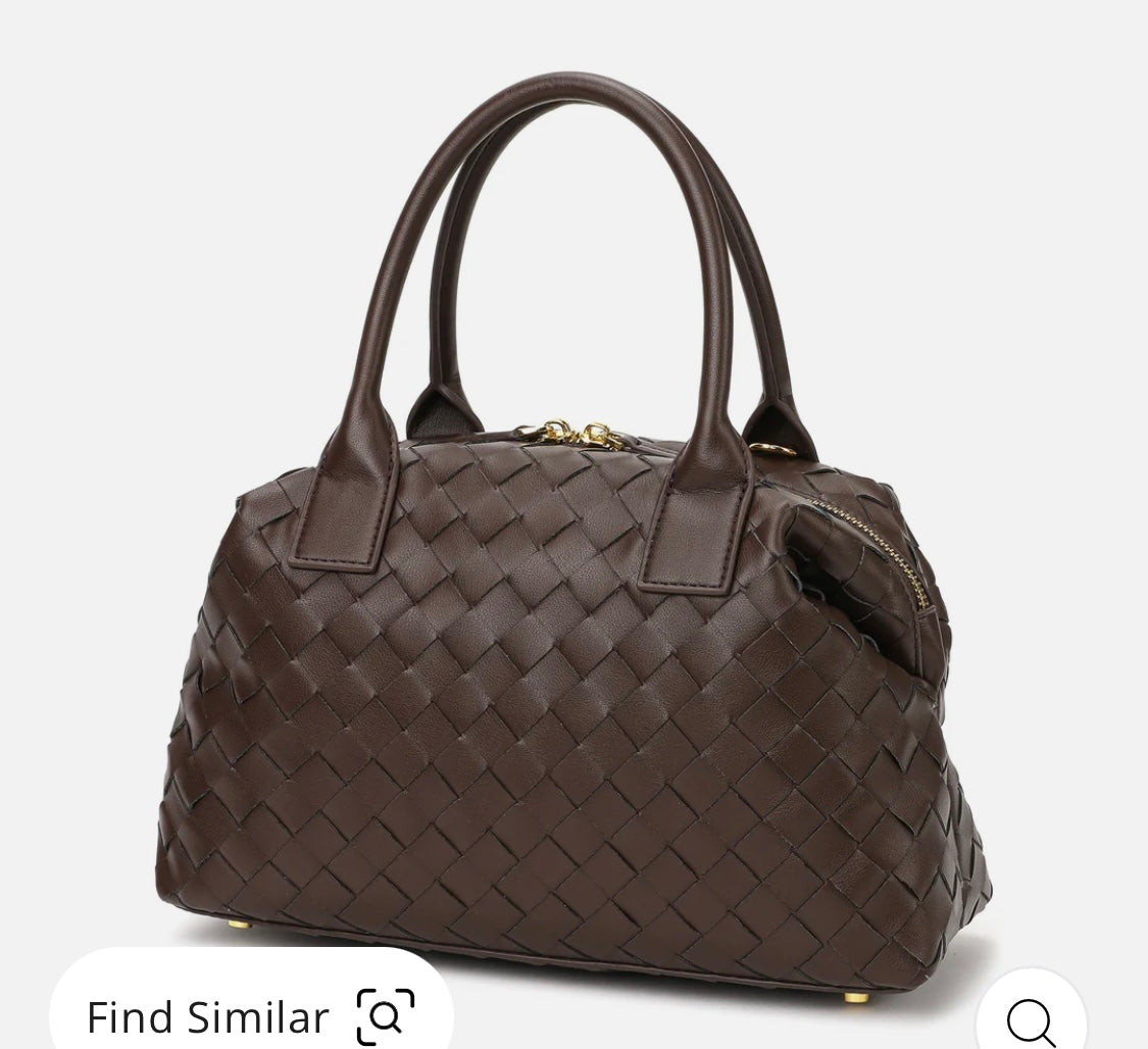 Tiffany & Fred Woven Leather Large Satchel/Shoulder Bag