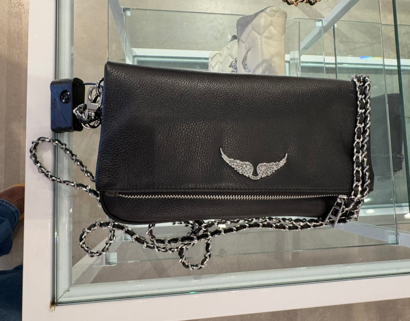ZADIG & VOLTAIRE Rock Leather Shoulder Bag / Silver