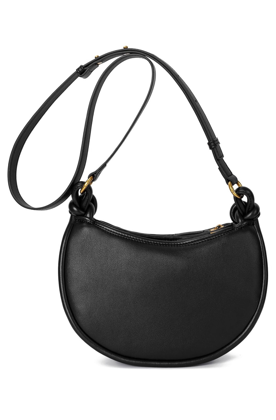 Hand woven leather messenger/black