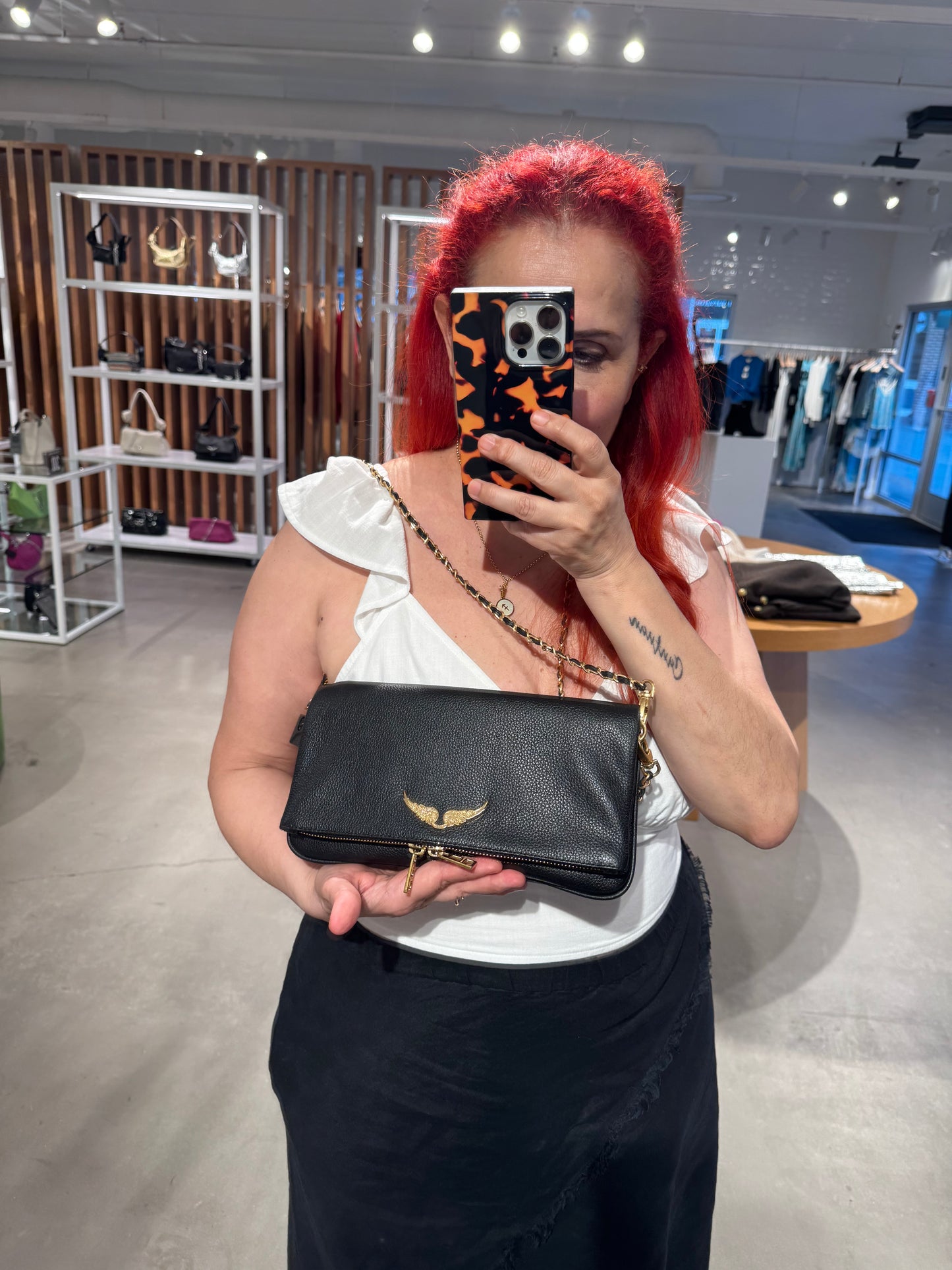 Zadig & Voltaire Rock Leather Shoulder Bag/ Gold Color
