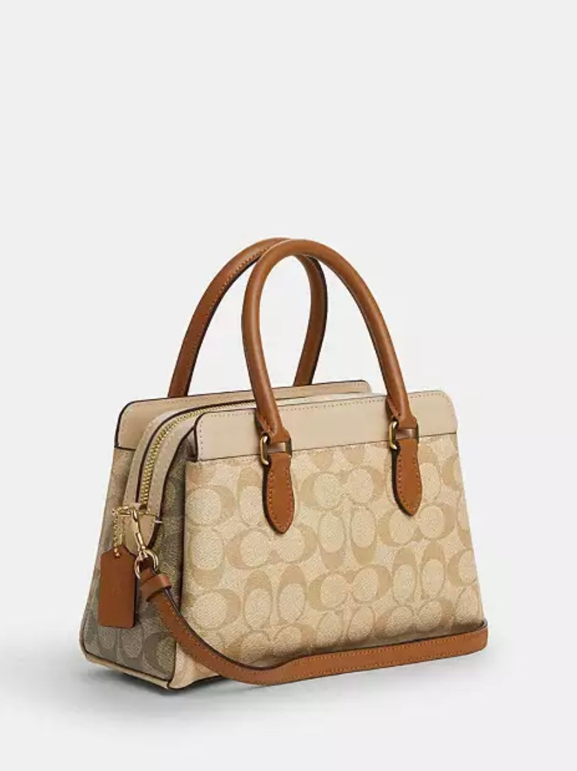 Mini Darcie Carryall Bag In Blocked Signature Canvas