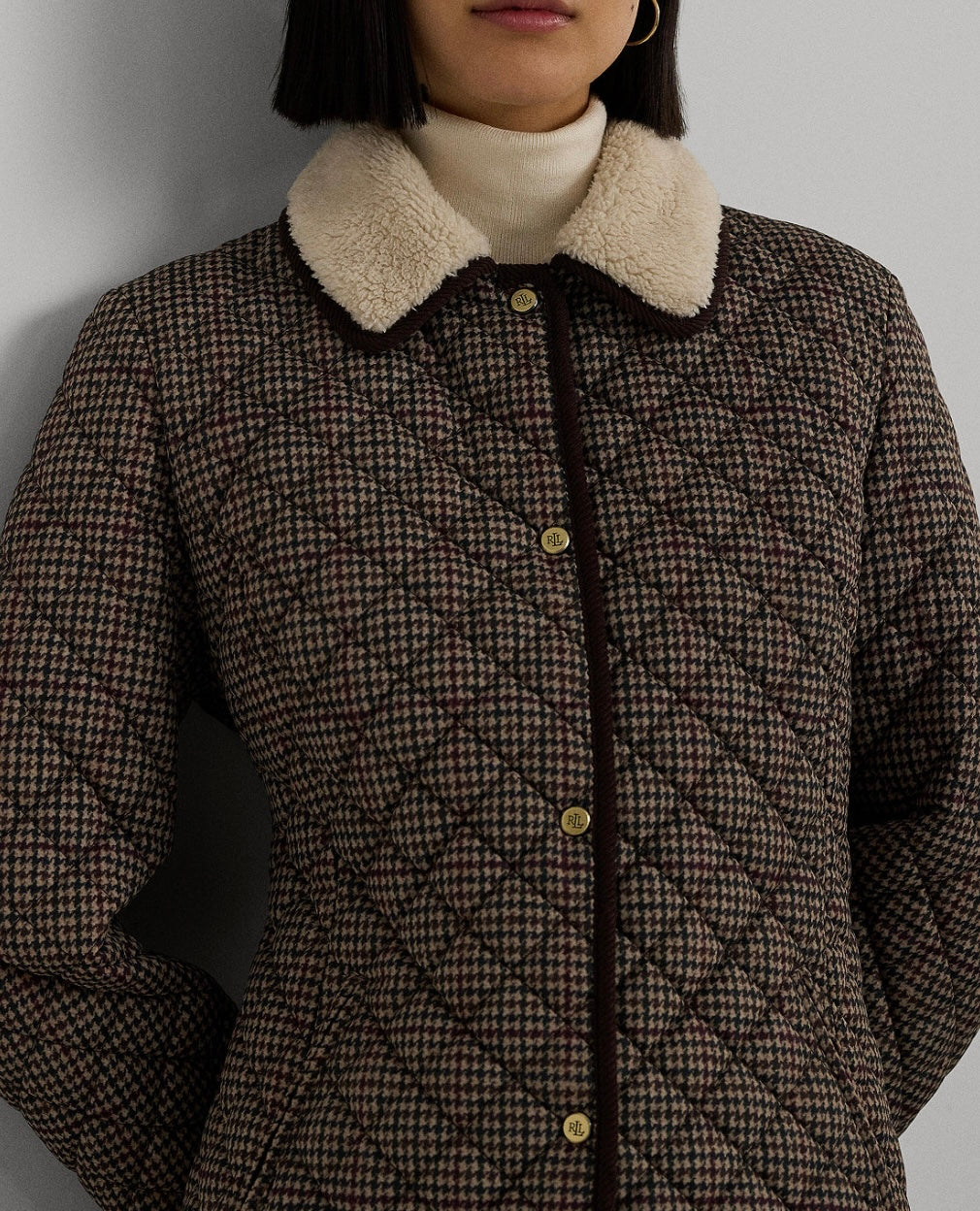 Women's Faux-Sherpa-Collar Quilted Coat
