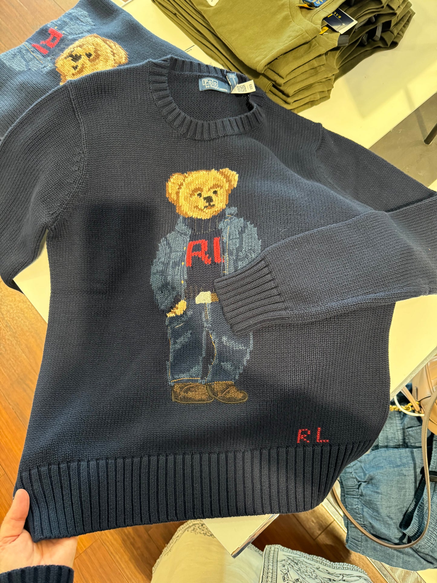 Ralph Lauren ayıcıklı koton kazak/Lacivert
