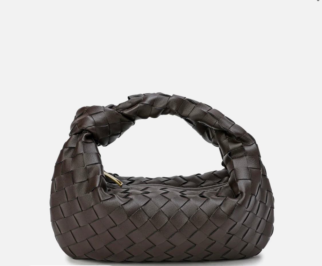 Woven Sheepskin Knot Pouch Bag