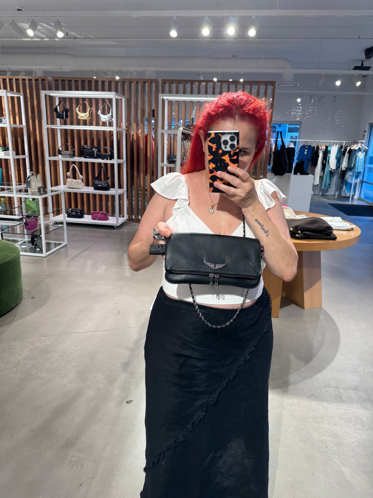 ZADIG & VOLTAIRE Rock Leather Shoulder Bag / Silver