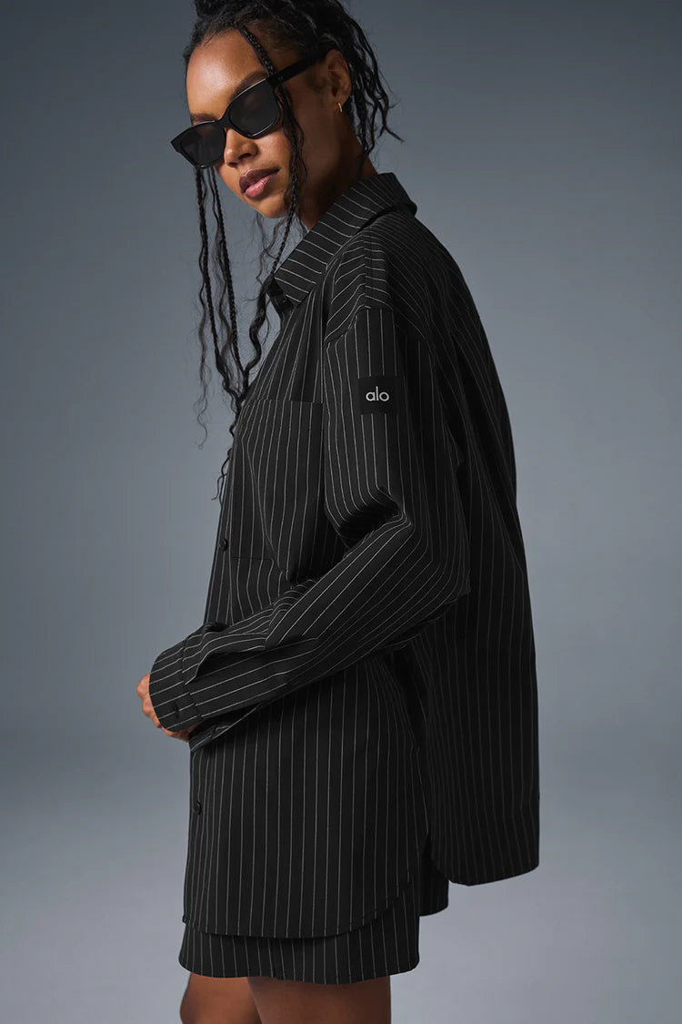ALO YOGA Pinstripe Daylight Button Down Long Sleeve