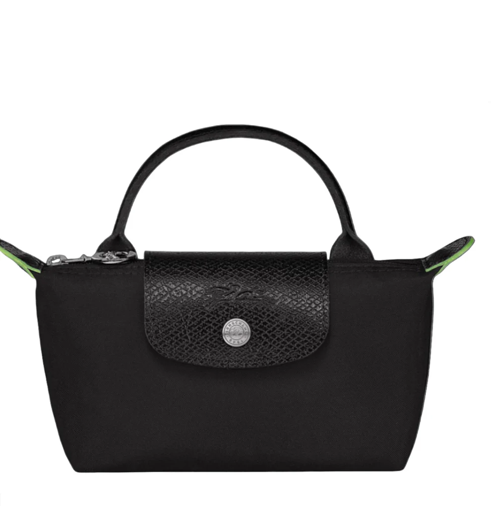 Le Pliage Green Mini Pouch Black/Silver