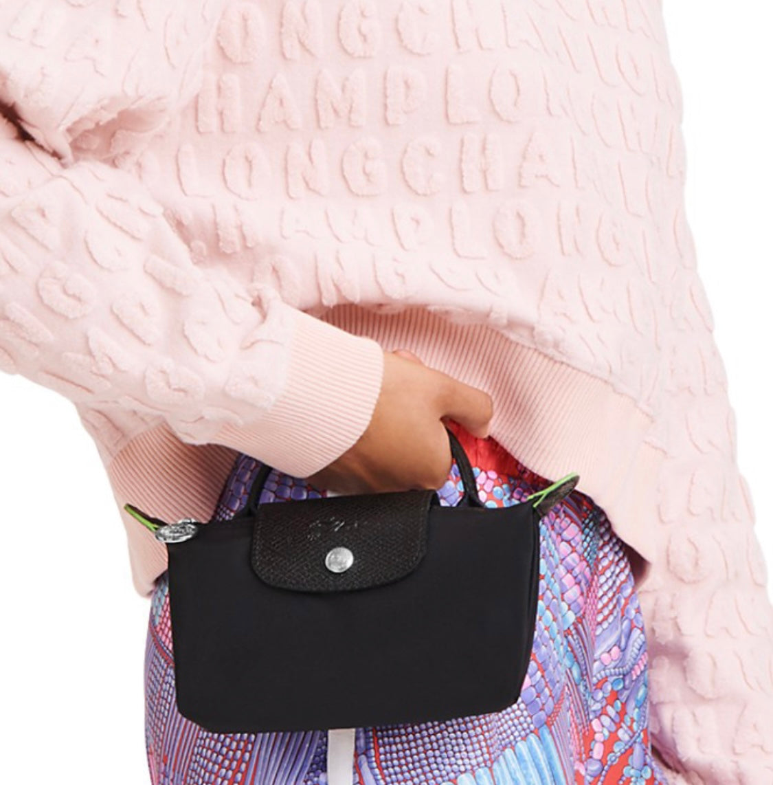 Le Pliage Green Mini Pouch Black/Silver