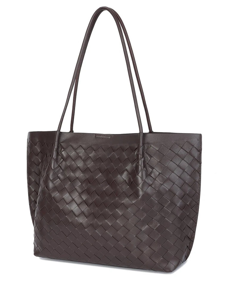 Tiffany & Fred Paris Hand-Woven Large Leather Tote