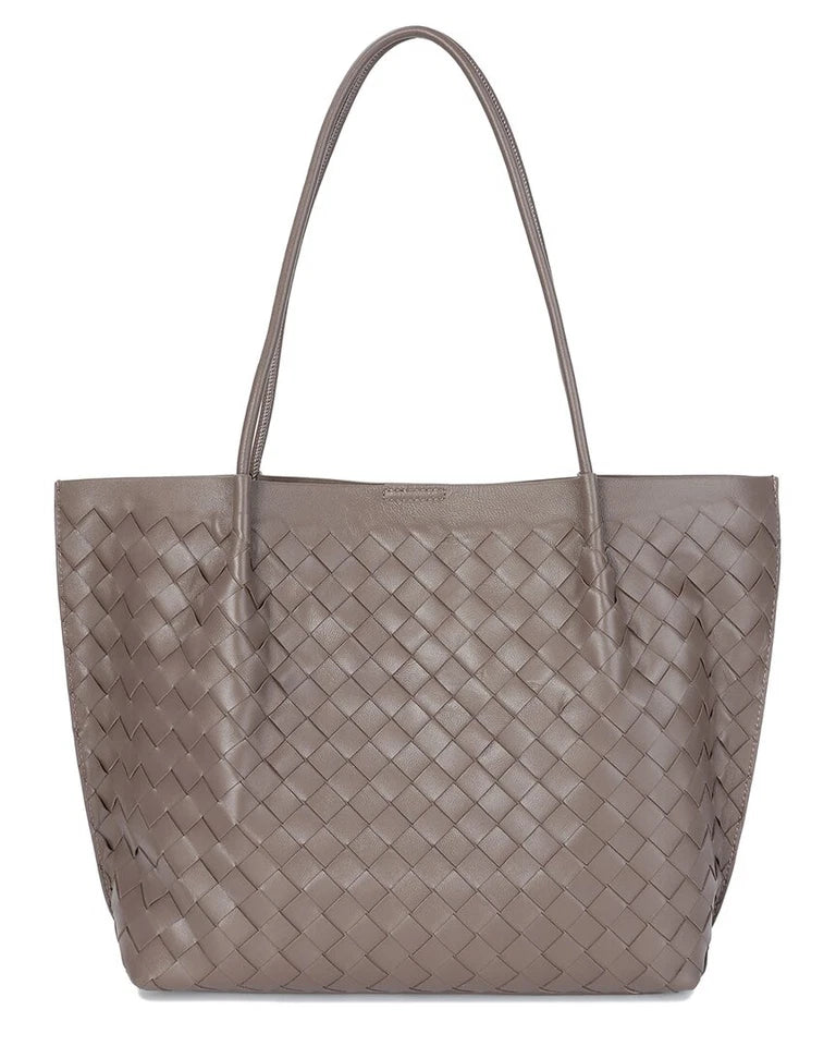 Tiffany & Fred Paris Hand-Woven Large Leather Tote