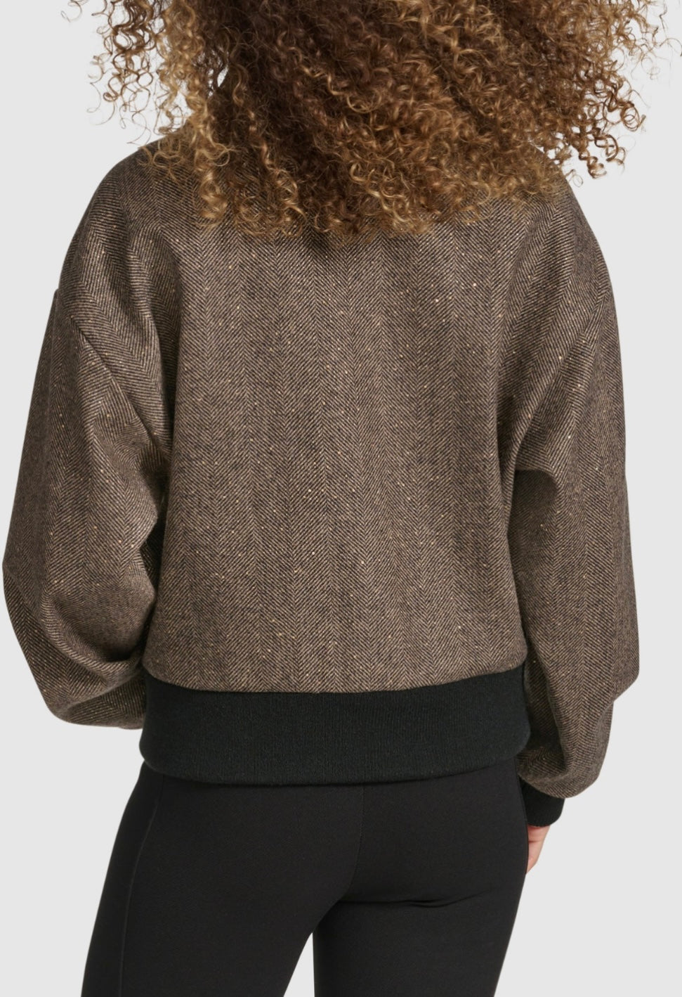KARL HERRINGBONE SPARKLE BOMBER JACKET