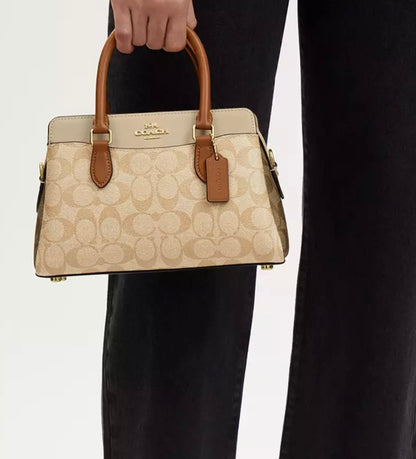 Mini Darcie Carryall Bag In Blocked Signature Canvas