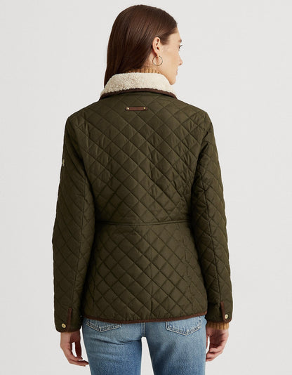 Women's Faux-Sherpa-Collar Quilted Coat