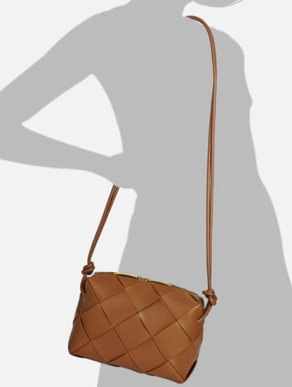 Tiffany & Fred Smooth Woven Leather Top-Handle Crossbody/Shoulder Bag