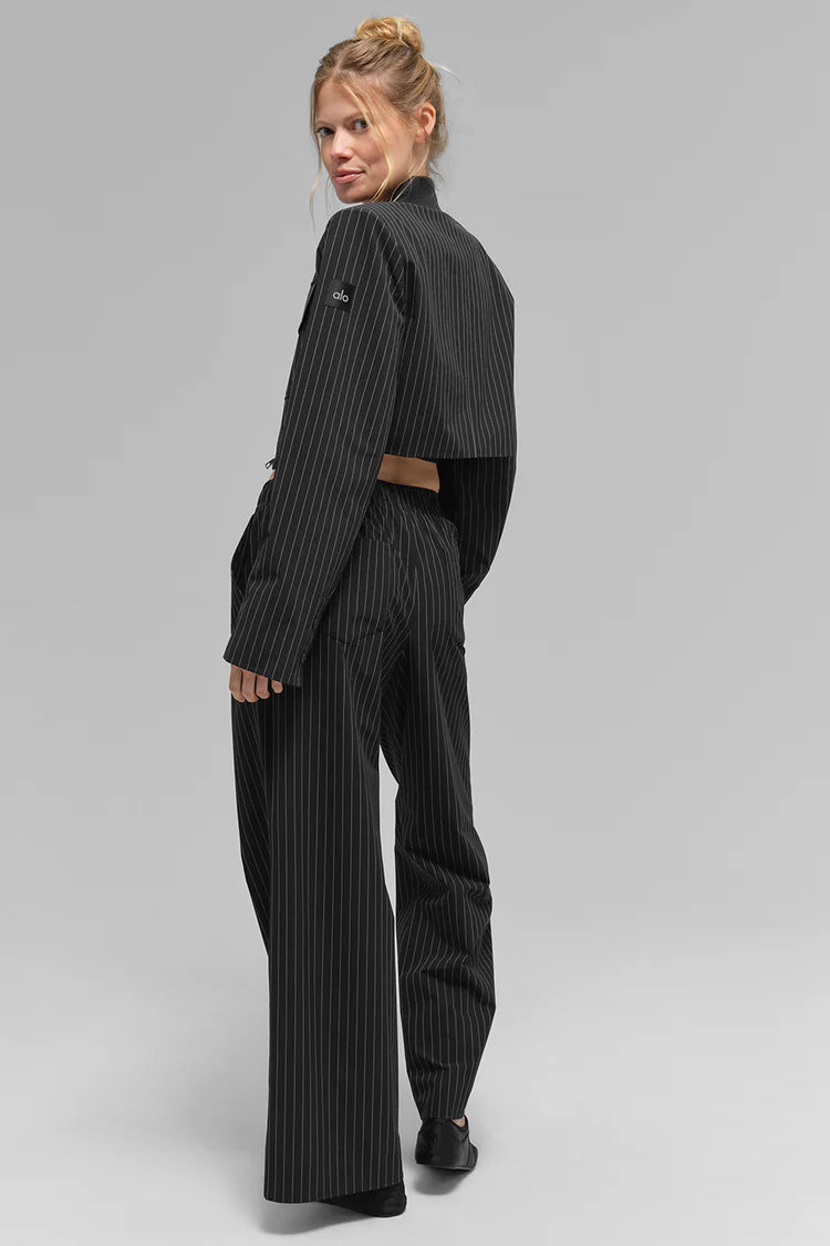 ALO YOGA Cropped Pinstripe Main Character Full Zip Jacket