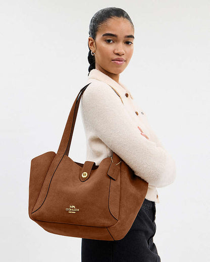 Hadley Turnlock Tote Bag Süet