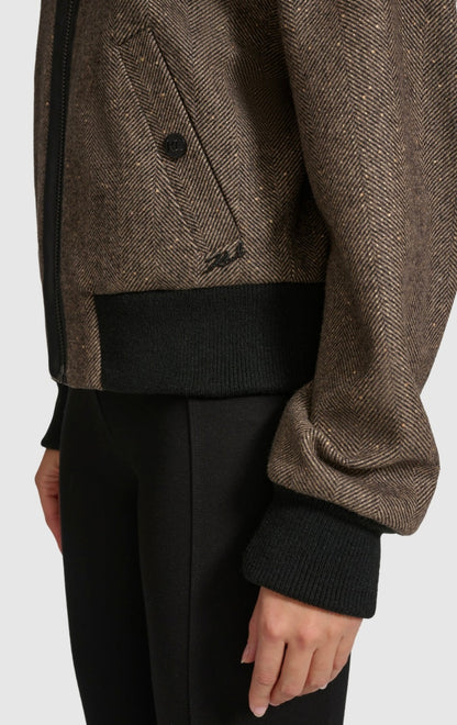 KARL HERRINGBONE SPARKLE BOMBER JACKET