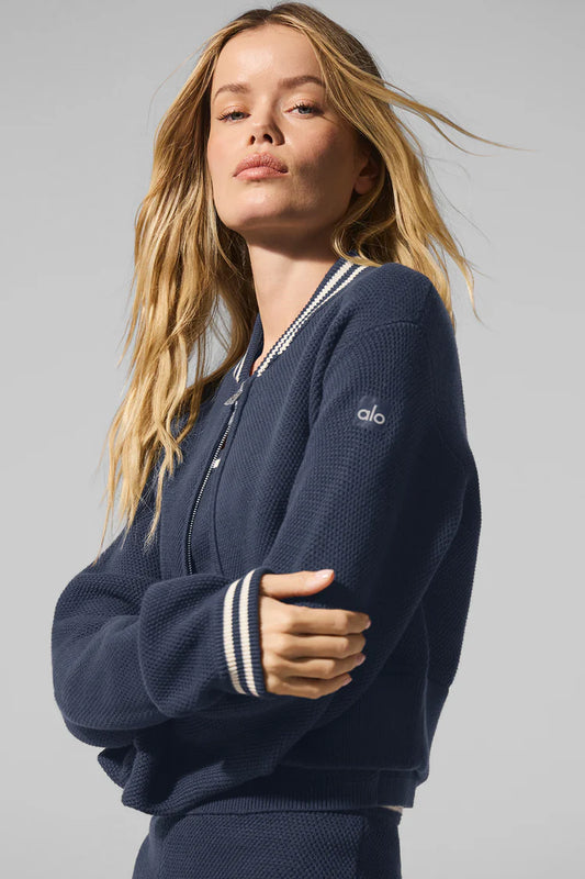 ALO YOGA Tennis Club Sweater Knit Full Zip Jacket RENKLER➡️
