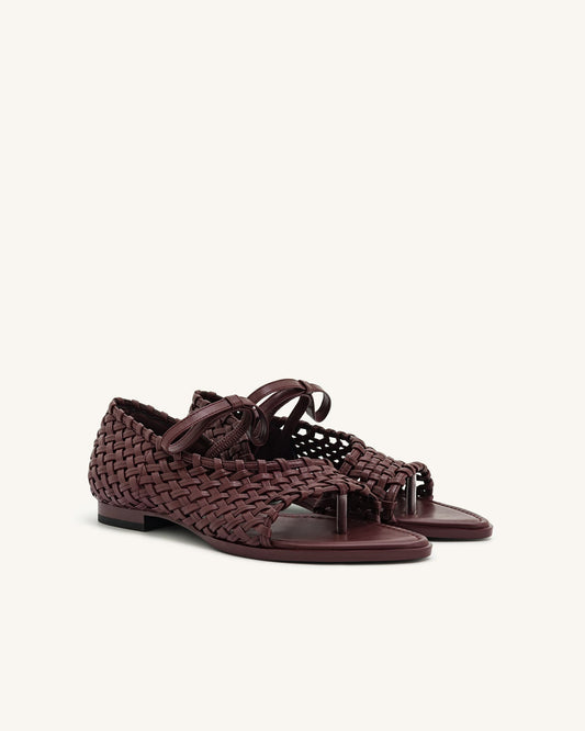 Jw Pei Jocelyn Weave Strap Flip-flops - Claret Red