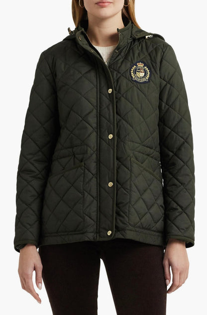Ralph Lauren kapitone kapüşonlu asker yeşili mont