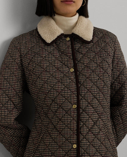 Women's Faux-Sherpa-Collar Quilted Coat