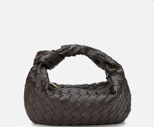 Woven Sheepskin Knot Pouch Bag