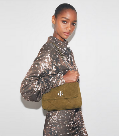 KIRA DIAMOND QUILT SUEDE SHOULDER BAG