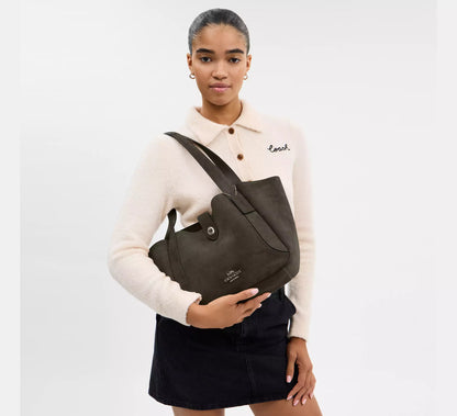 Hadley Turnlock Tote Bag Suede